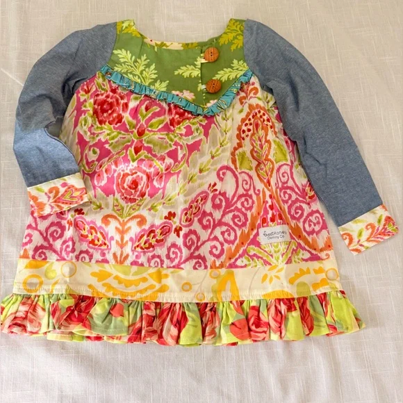 Sweet Honey Rare Multi‎ Garden Tunic Dress Made in USA Size 3T - Picture 5 of 6